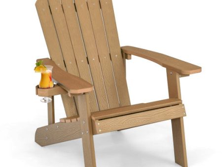 Weather Resistant HIPS Outdoor Adirondack Chair with Cup Holder-Coffee Online Sale