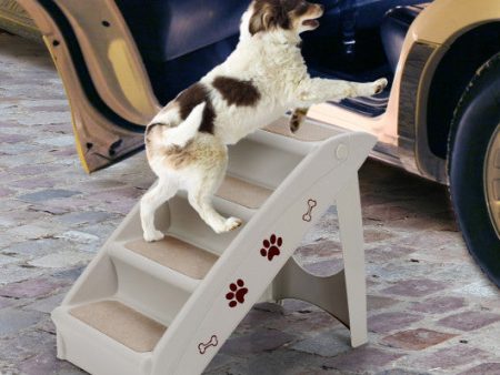 Collapsible Plastic Pet Stairs 4 Step Ladder for Small Dog and Cats-Gray Online