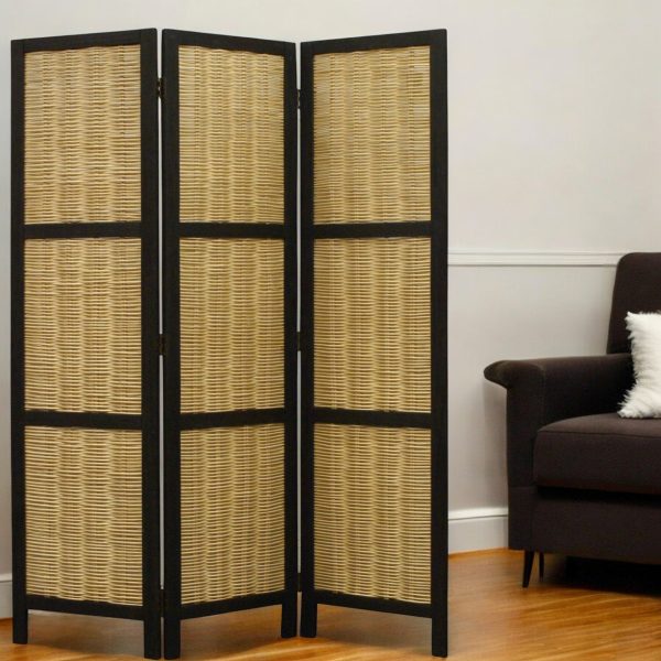 67  Brown Folding Three Panel Screen Room Divider Cheap