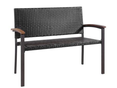 Outdoor Patio Rattan Wicker Bench with Armrest for Garden Cheap