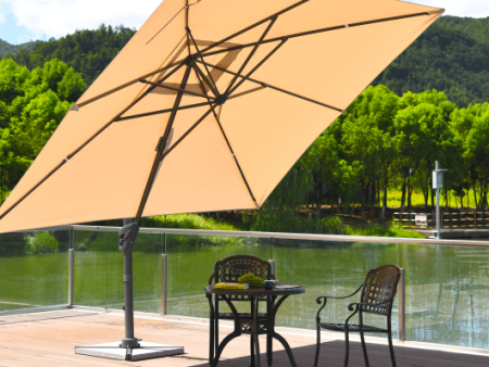 10 x 13 Feet Rectangular Cantilever Umbrella with 360° Rotation Function-Brown Fashion