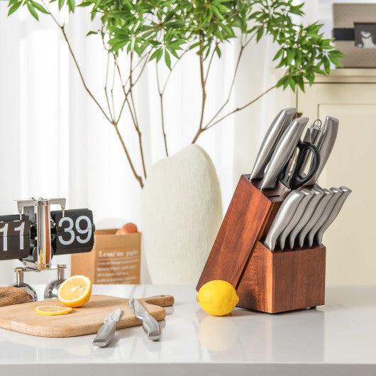 14-Piece Kitchen Knife Set Stainless Steel Knife Block Set with Sharpener Sale