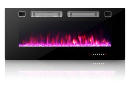 42 Inch Ultra-Thin Electric Fireplace with Decorative Crystals and Smart APP Control-42 inch Discount