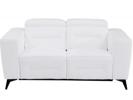 65  White And Black Italian Leather Power Reclining Loveseat For Discount