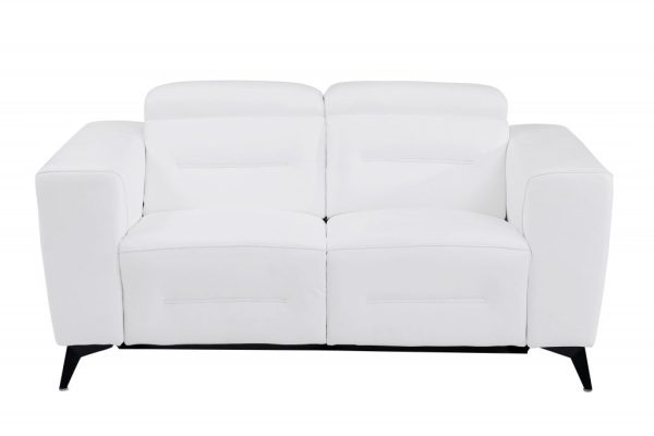 65  White And Black Italian Leather Power Reclining Loveseat For Discount