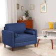 Accent Oversized Linen Club Armchair with Pillows and Rubber Wood Legs Supply