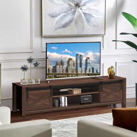 65  Flat Sliding Barn Door TV Stand-Brown on Sale