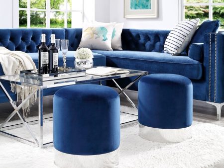 Elsa Velvet Round Ottoman Supply