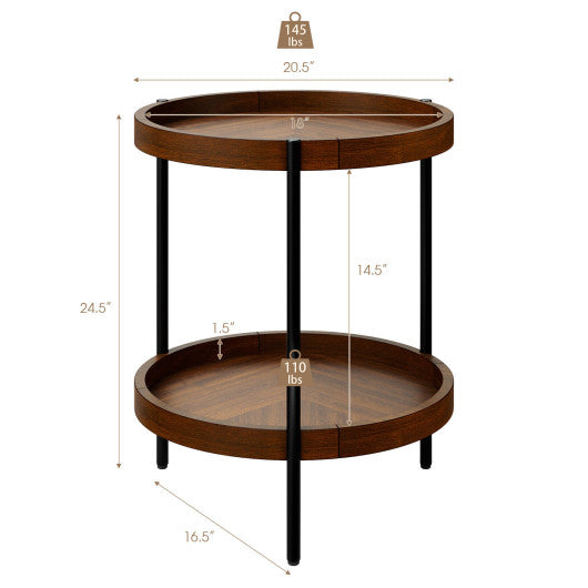 2-Tier Retro End Table with Bottom Shelf Supply