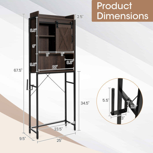 4-Tier Multifunctional Toilet Sorage Cabinet with Adjustable Shelf and Sliding Barn Door Cheap