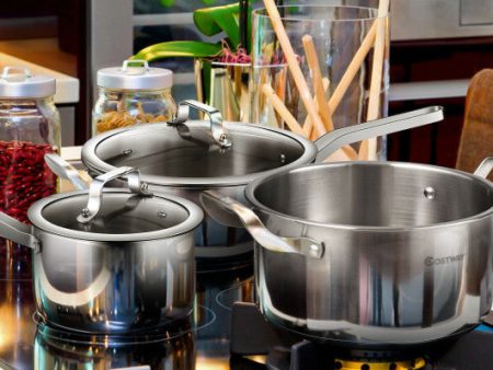 6 Piece Stainless Steel Cookware Set with Convenient Grip Handle Discount