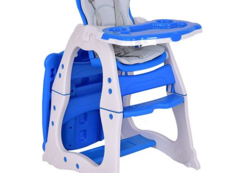 3 in 1 Infant Table and Chair Set Baby High Chair-Blue Discount