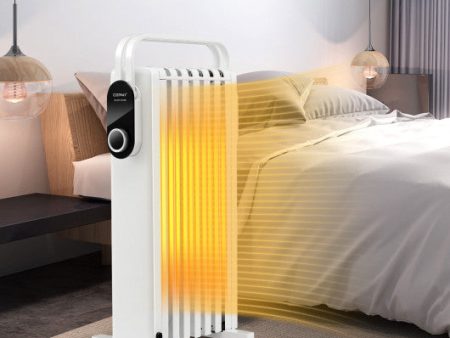 1500W Electric Space Heater Oil Filled Radiator Heater with Foldable Rack-White Sale