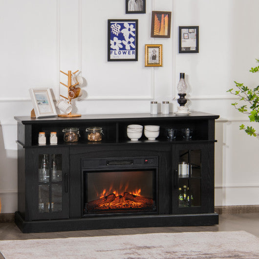 Fireplace TV Stand for TVs Up to 65 Inch with Side Cabinets and Remote Control-Black Online Sale