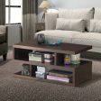 3-Tier Rectangular Modern Coffee Table with Storage Shelf Fashion