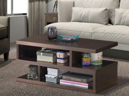 3-Tier Rectangular Modern Coffee Table with Storage Shelf Fashion