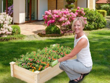 Raised Garden Bed Fir Wood Wooden Square Wood Planter Box for Garden For Sale