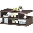 3-Tier Rectangular Modern Coffee Table with Storage Shelf Fashion