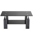 Rectangular Tempered Glass Coffee Table with Shelf-Gray Hot on Sale