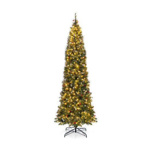 5 6 7 8 9 FT Pre-Lit Artificial Hinged Slim Pencil Christmas Tree-9 ft Online