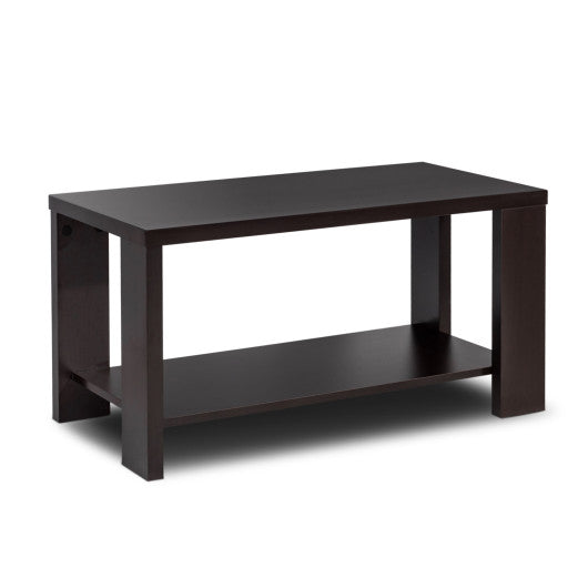 Rectangular Cocktail Coffee Table with Storage Shelf Online Hot Sale