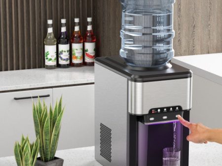 Water Cooler Dispenser 3-in-1 with Built-in Ice Maker and 3 Temperature Settings-Silver Hot on Sale