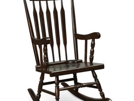 Rocking Chair with Solid Wooden Frame for Garden and Patio-Brown For Discount