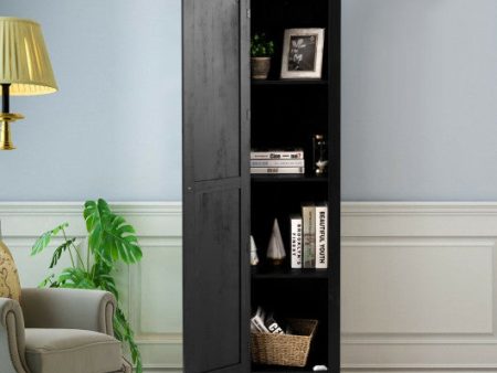 Linen Tower Bathroom Storage Cabinet Tall Slim Side Organizer with Shelf-Black on Sale