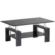 Rectangular Tempered Glass Coffee Table with Shelf-Gray Hot on Sale