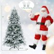 4.5 6 7 Feet Flocked Christmas Tree with Warm White LED Lights-6 ft For Sale