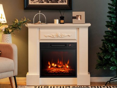 1400W TV Stand Electric Fireplace Mantel with Remote Control-White Sale