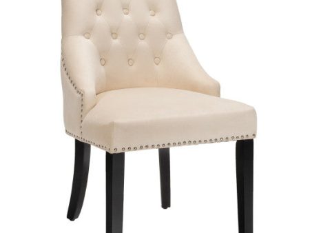 Modern Upholstered Button-Tufted Dining Chair with Naild Trim-Beige Hot on Sale