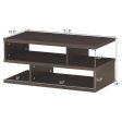 3-Tier Rectangular Modern Coffee Table with Storage Shelf Fashion