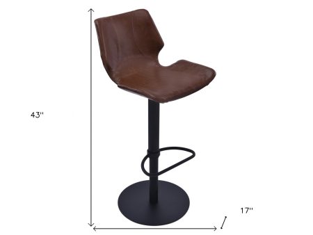 21  Coffee And Black Faux Leather And Iron Swivel Low Back Adjustable Height Bar Chair For Discount