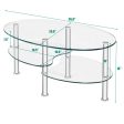 Tempered Glass Oval Side Coffee Table-Transparent Online