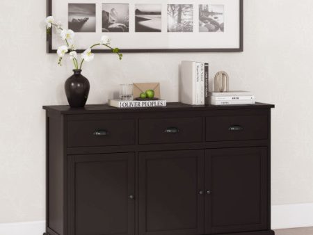 3 Drawers Sideboard Buffet Storage with Adjustable Shelves-Brown Online Sale