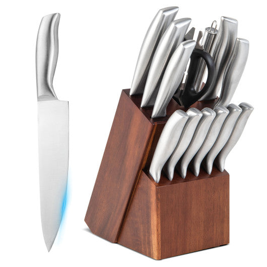 14-Piece Kitchen Knife Set Stainless Steel Knife Block Set with Sharpener Sale