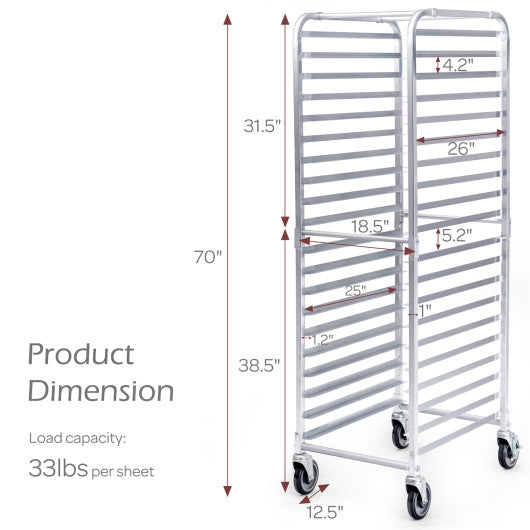 26 x 20 x 70 Inch 20 Sheet Aluminum Pan Rolling Bakery Rack Sale