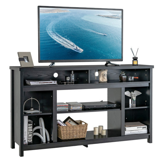 58 Inch TV Stand Entertainment Console Center with Adjustable Open Shelves-Black Cheap