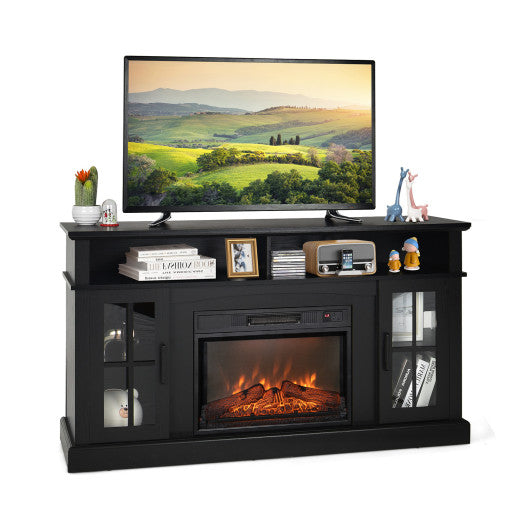 Fireplace TV Stand for TVs Up to 65 Inch with Side Cabinets and Remote Control-Black Online Sale