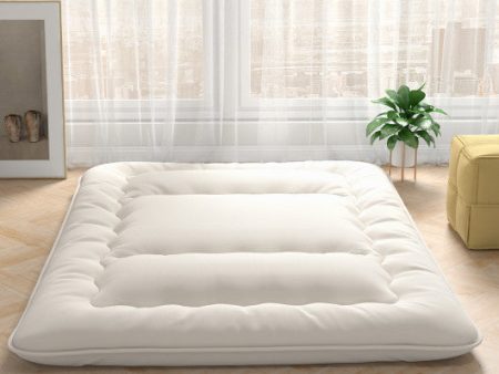 Queen King Twin Full Futon Mattress Floor Sleeping Pad with Washable Cover Beige-Queen Size Online now