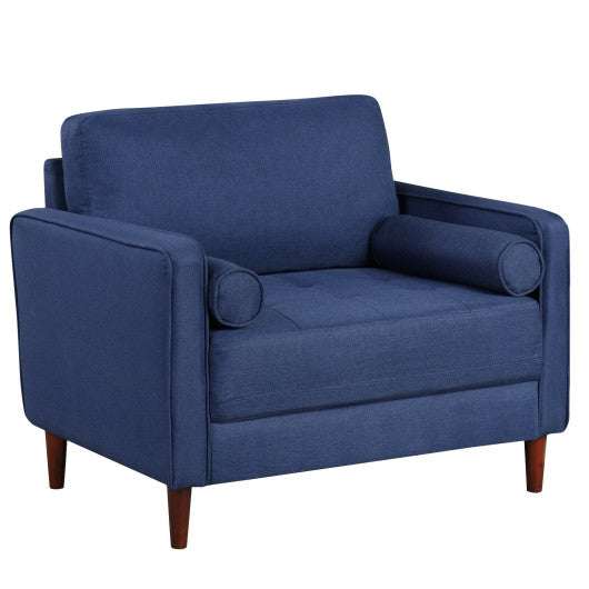 Accent Oversized Linen Club Armchair with Pillows and Rubber Wood Legs Supply