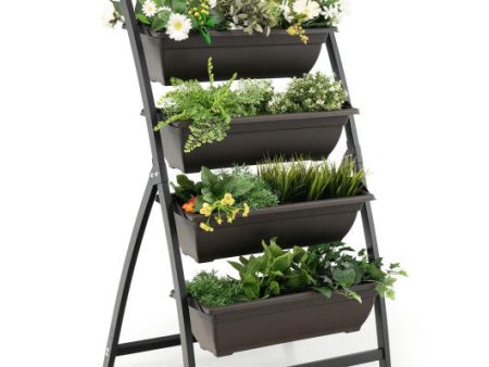 4-Tier Vertical Raised Garden Bed with 4 Containers and Drainage Holes-S Supply