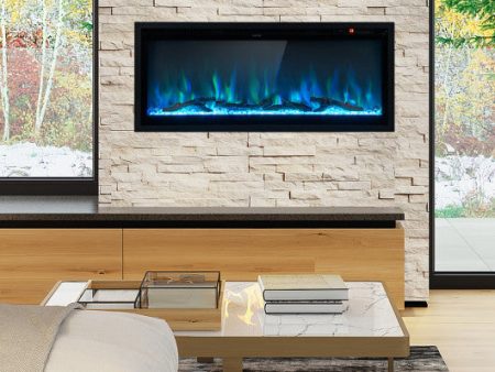 Electric Fireplace in-Wall Recessed with Remote Control and Adjustable Color and Brightness-42 inches Supply