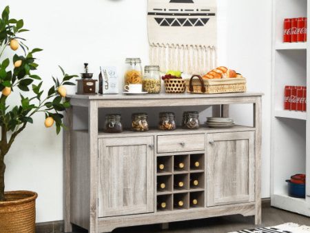 Server Buffet Sideboard With Wine Rack and Open Shelf-Gray Online now