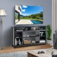 58 Inch TV Stand Entertainment Console Center with Adjustable Open Shelves-Black Cheap