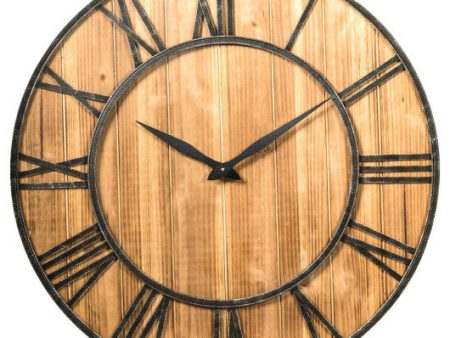 30 Inch Round Wall Clock Decorative Wooden Silent Clock with Battery Online