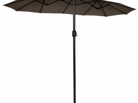 15 Feet Double-Sided Outdoor Patio Umbrella with Crank without Base-Tan For Cheap