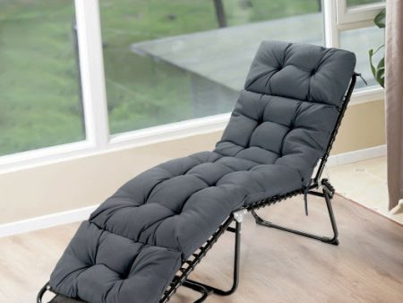 Outdoor Lounge Chaise Cushion with String Ties for Garden Poolside-Gray Online