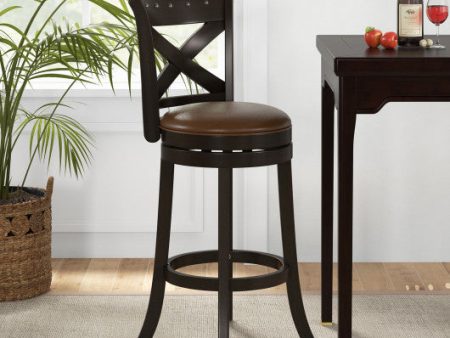 26  31  Swivel Bar Stool with Curved Backrest PU Leather Seat and Footrest-31 inches Cheap